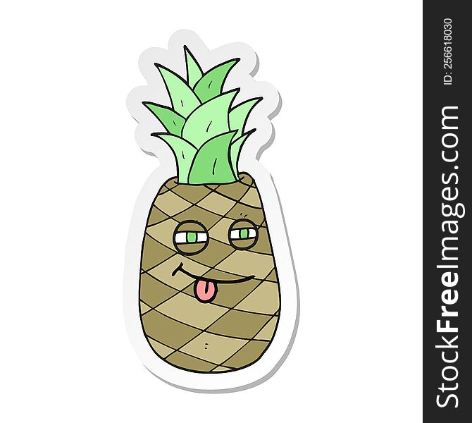 Sticker Of A Cartoon Pineapple