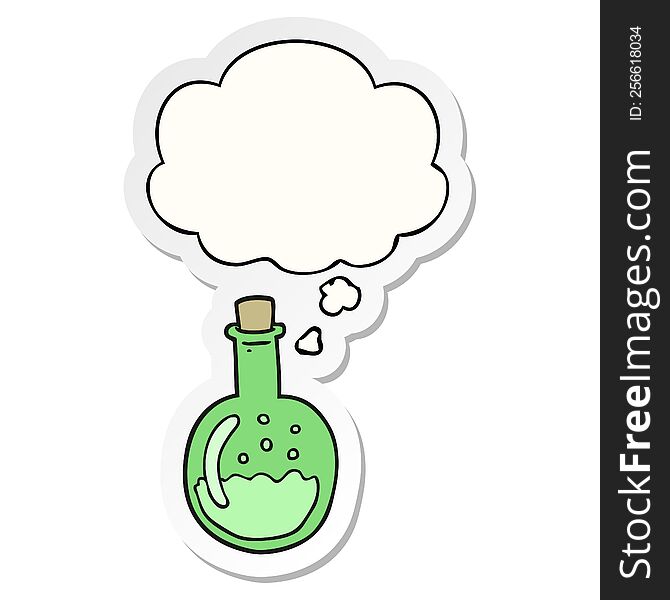Cartoon Potion And Thought Bubble As A Printed Sticker