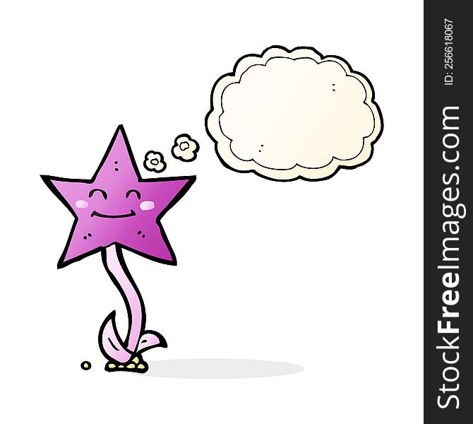 cartoon star flower with thought bubble