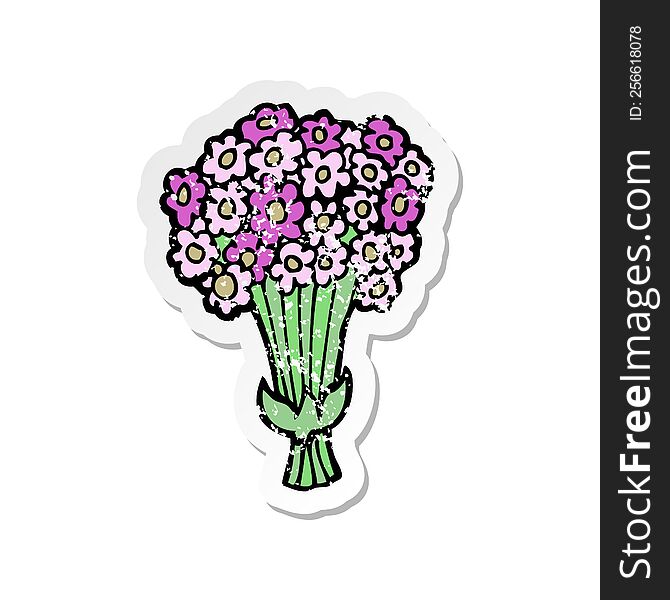 retro distressed sticker of a cartoon flowers