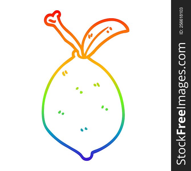 rainbow gradient line drawing of a cartoon organic lemon