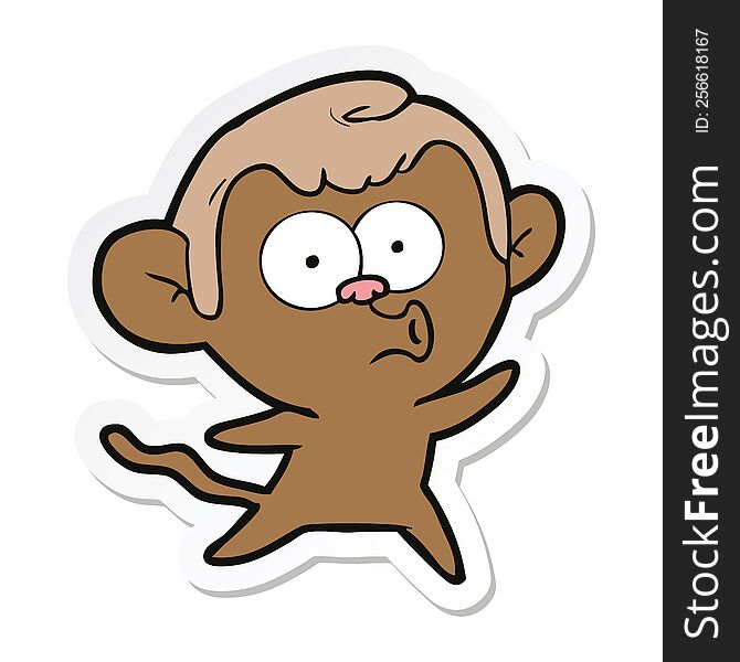 Sticker Of A Cartoon Surprised Monkey