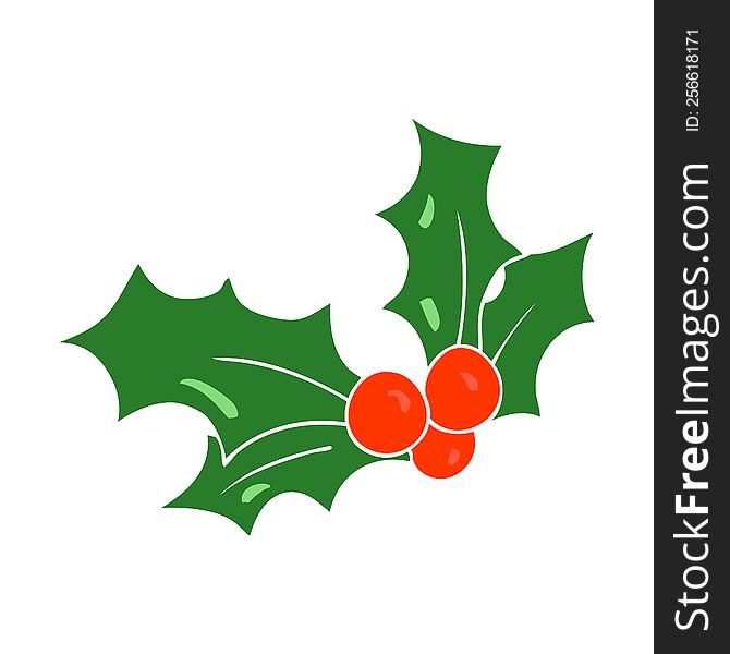 flat color illustration of christmas holly. flat color illustration of christmas holly