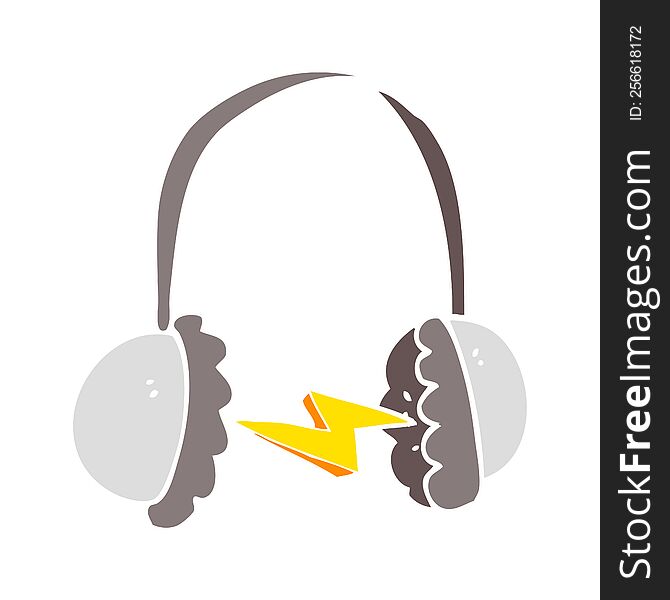 Flat Color Illustration Of A Cartoon Headphones