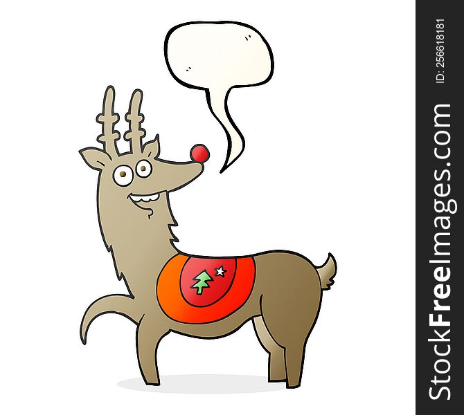 freehand drawn speech bubble cartoon christmas reindeer