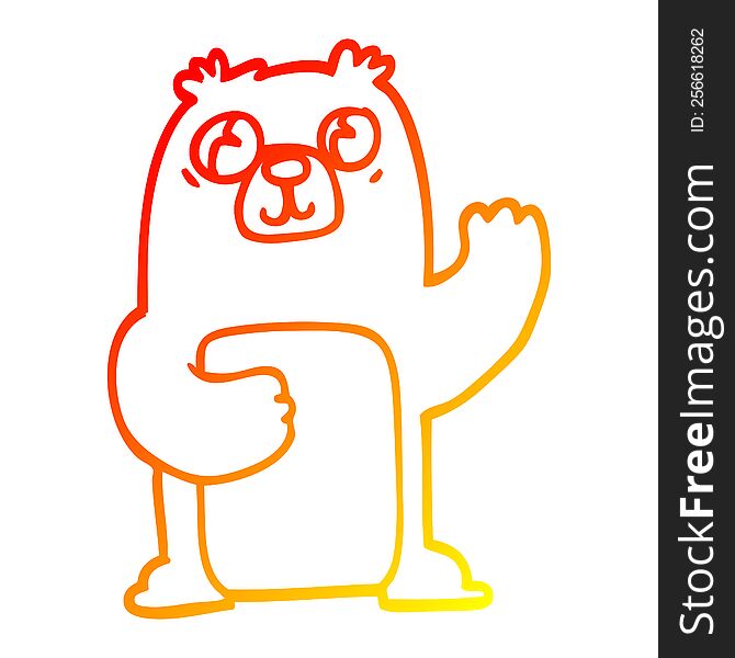 Warm Gradient Line Drawing Cartoon Wide Eyed Bear