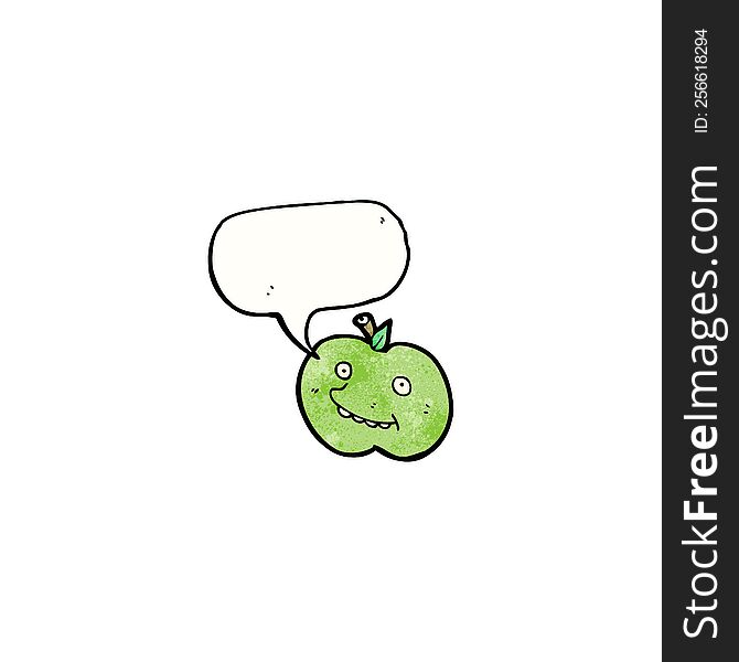 Funny Cartoon Apple With Speech Bubble