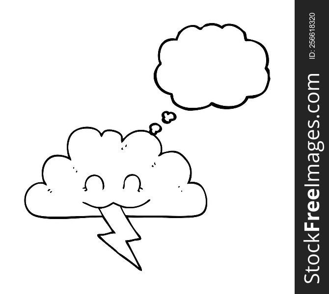 freehand drawn thought bubble cartoon storm cloud