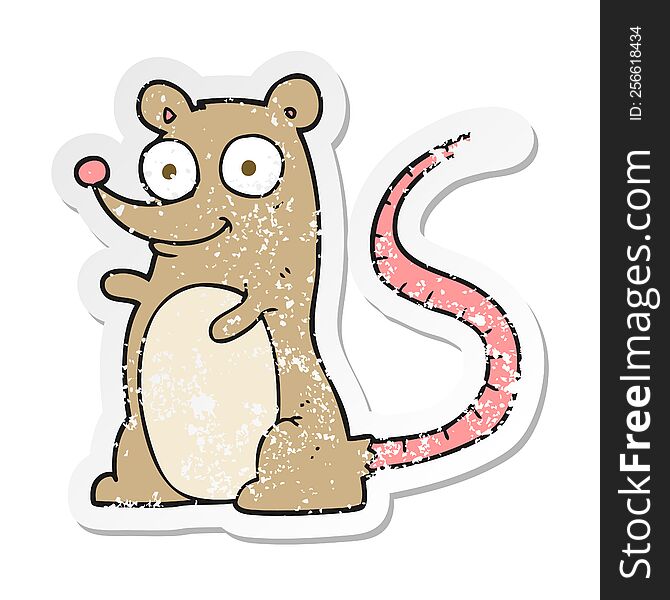 Retro Distressed Sticker Of A Cartoon Mouse