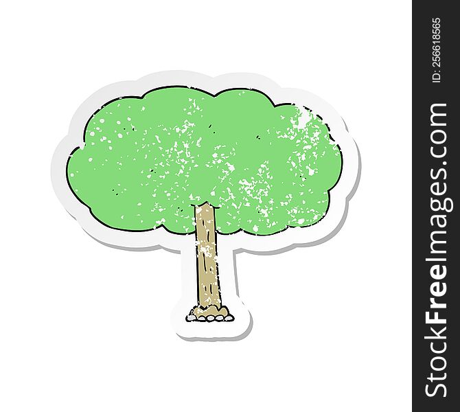 Retro Distressed Sticker Of A Cartoon Tree