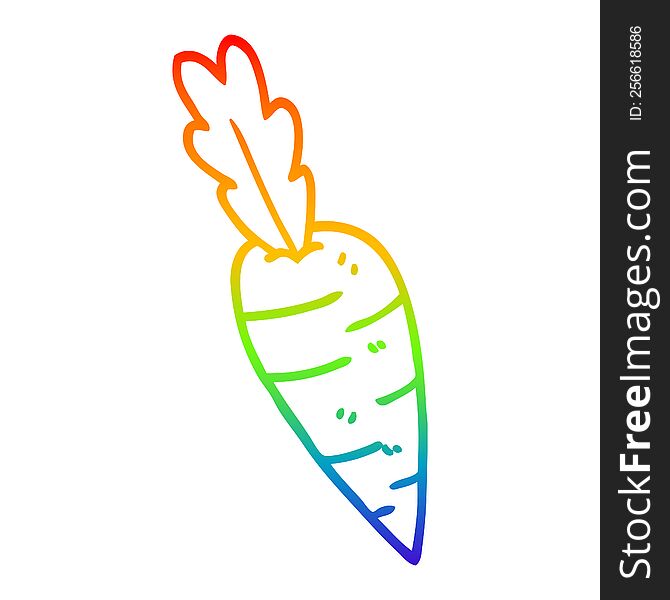 rainbow gradient line drawing of a cartoon carrots