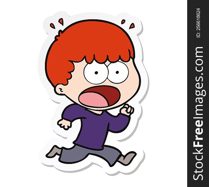 Sticker Of A Cartoon Shocked Man Running Away