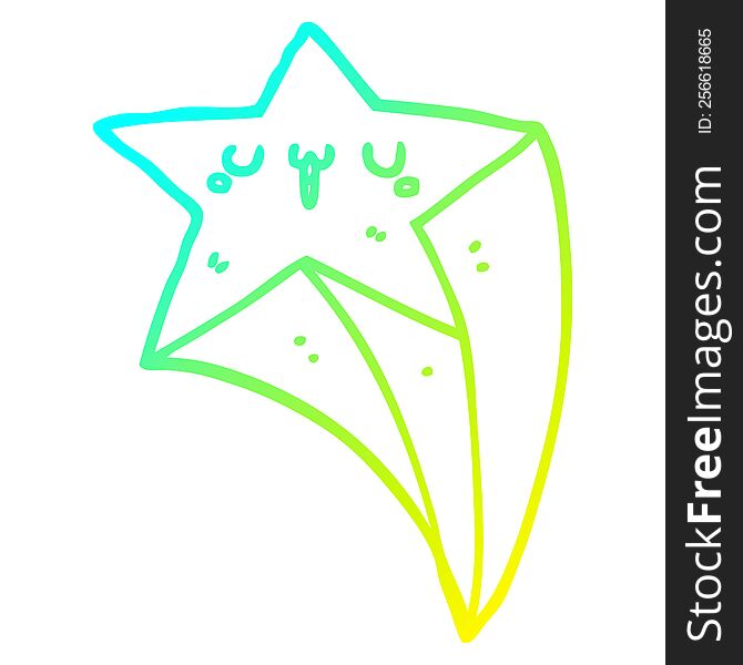 Cold Gradient Line Drawing Cartoon Shooting Star