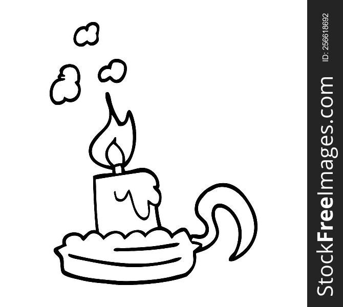 line drawing cartoon candle in candleholder