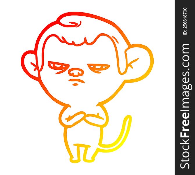 warm gradient line drawing of a cartoon monkey