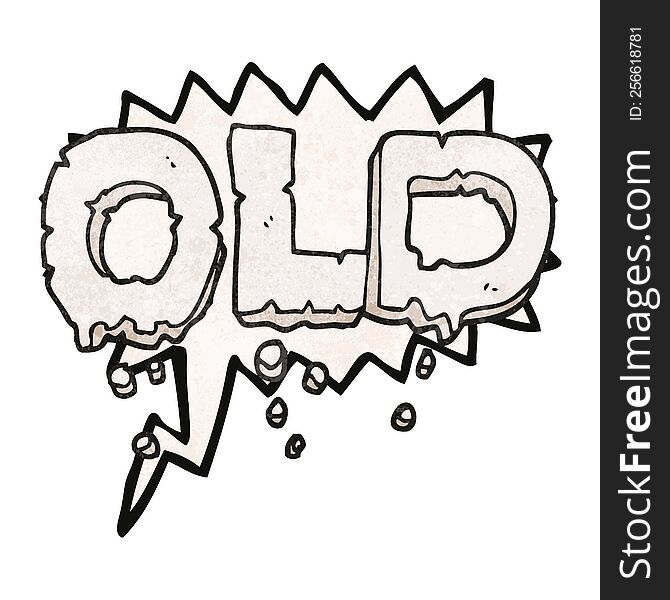 freehand speech bubble textured cartoon word old