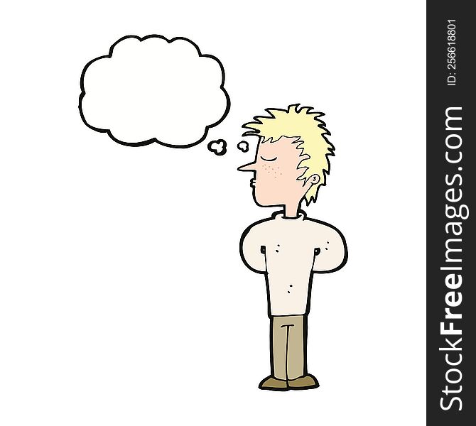 Cartoon Man Ignoring With Thought Bubble