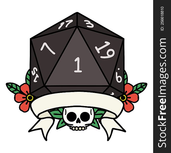 natural one d20 dice roll illustration