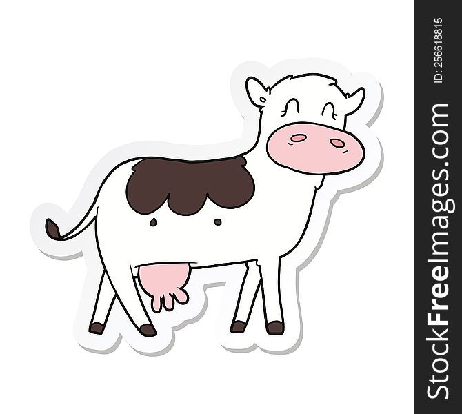 sticker of a cartoon dairy cow