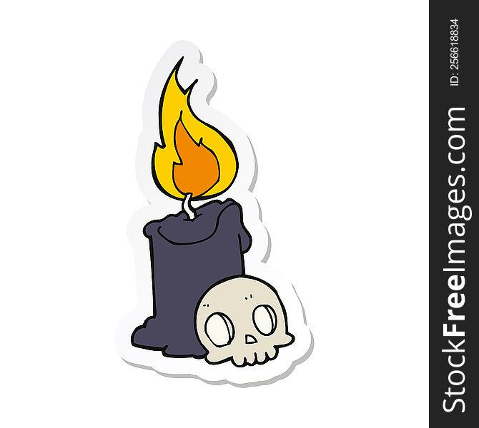 sticker of a cartoon skull and candle