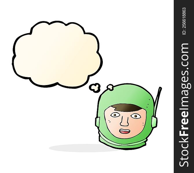 Cartoon Astronaut Head With Thought Bubble
