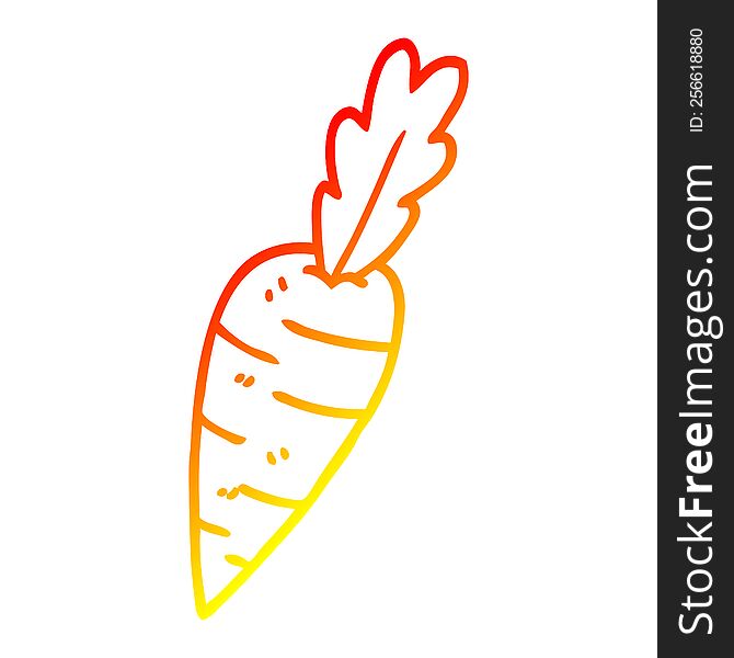warm gradient line drawing of a cartoon organic carrot
