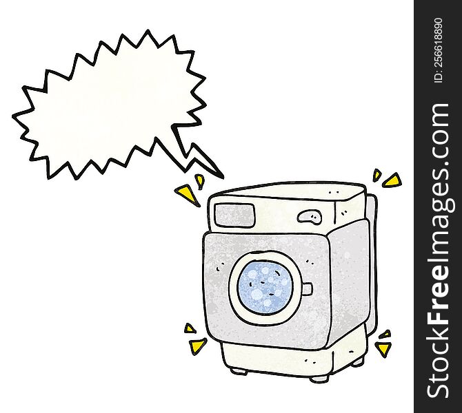 Speech Bubble Textured Cartoon Rumbling Washing Machine