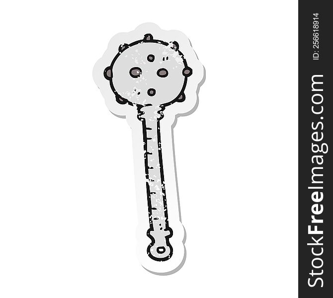 retro distressed sticker of a cartoon medieval mace