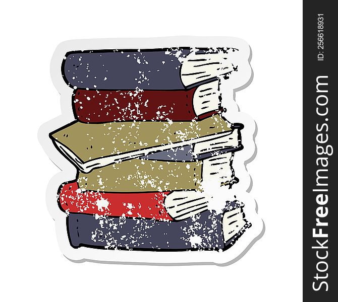 Retro Distressed Sticker Of A Cartoon Pile Of Books