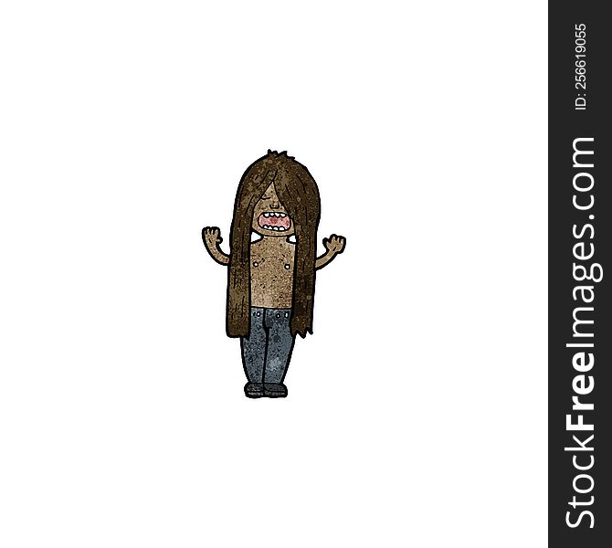 cartoon long haired man