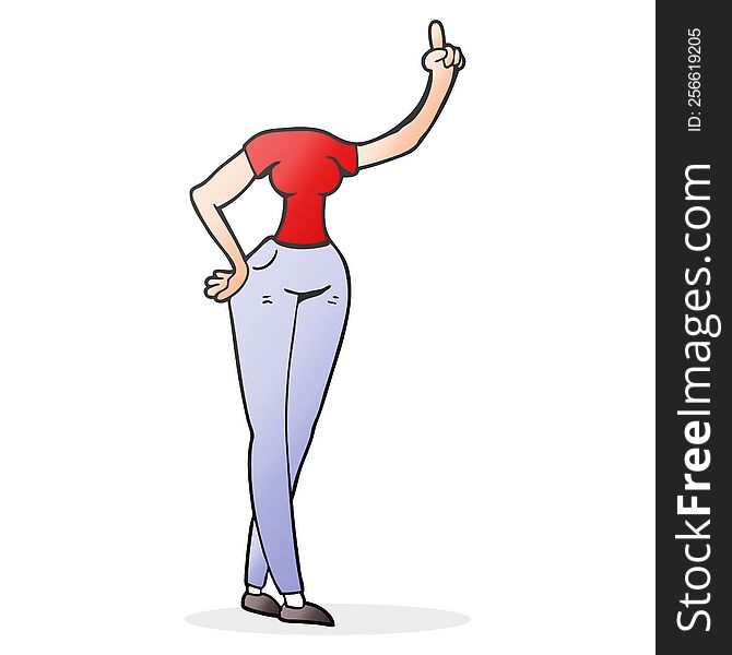 Cartoon Female Body With Raised Hand