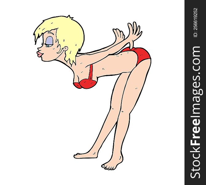 cartoon pin up girl in bikini