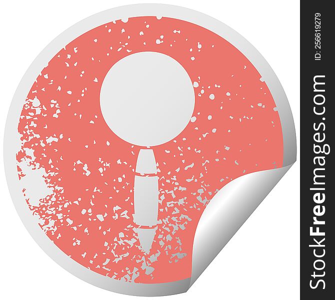 Distressed Circular Peeling Sticker Symbol Magnifying Glass
