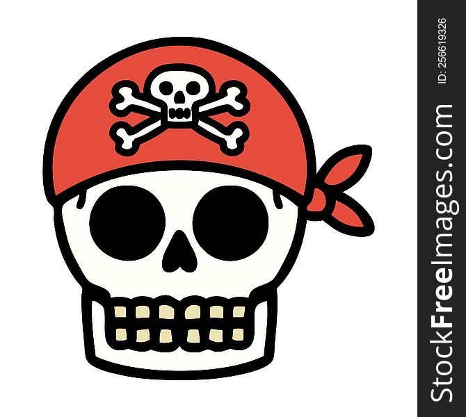 tattoo in traditional style of a pirate skull. tattoo in traditional style of a pirate skull