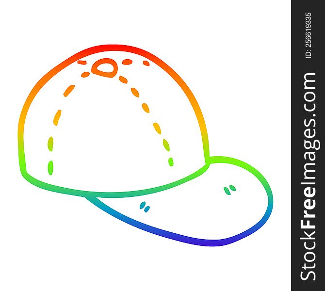 rainbow gradient line drawing of a cartoon peaked cap