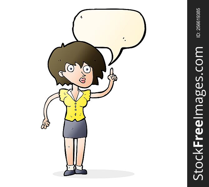 Cartoon Woman With Question With Speech Bubble