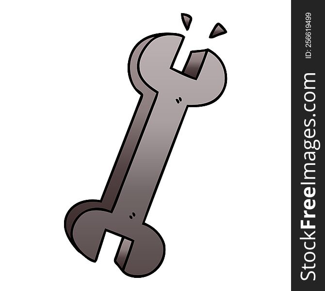 gradient shaded quirky cartoon spanner. gradient shaded quirky cartoon spanner