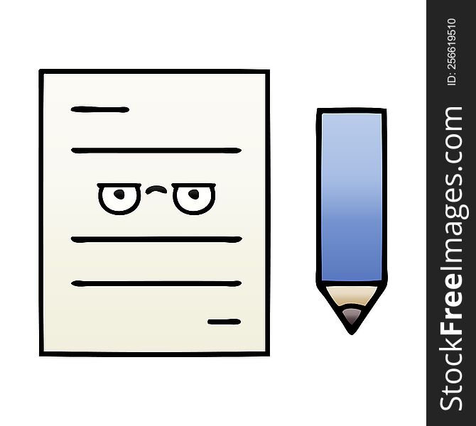 gradient shaded cartoon of a test paper