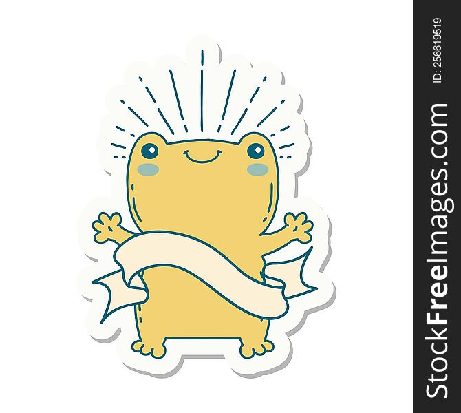Sticker Of Tattoo Style Happy Frog