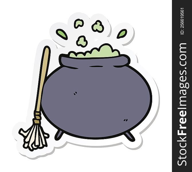 sticker of a cartoon cauldron