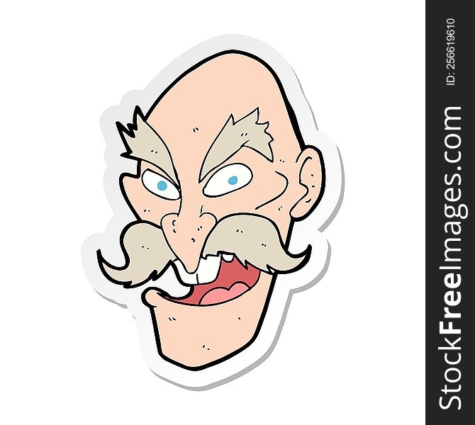 Sticker Of A Cartoon Evil Old Man Face