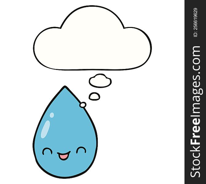 cartoon cute raindrop with thought bubble. cartoon cute raindrop with thought bubble