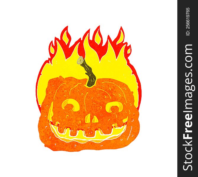 cartoon burning pumpkin