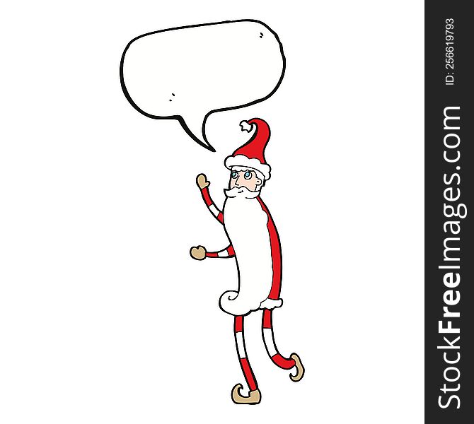 Cartoon Skinny Santa With Speech Bubble