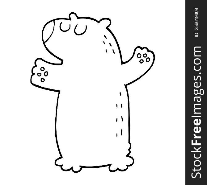 line drawing cartoon bear standing
