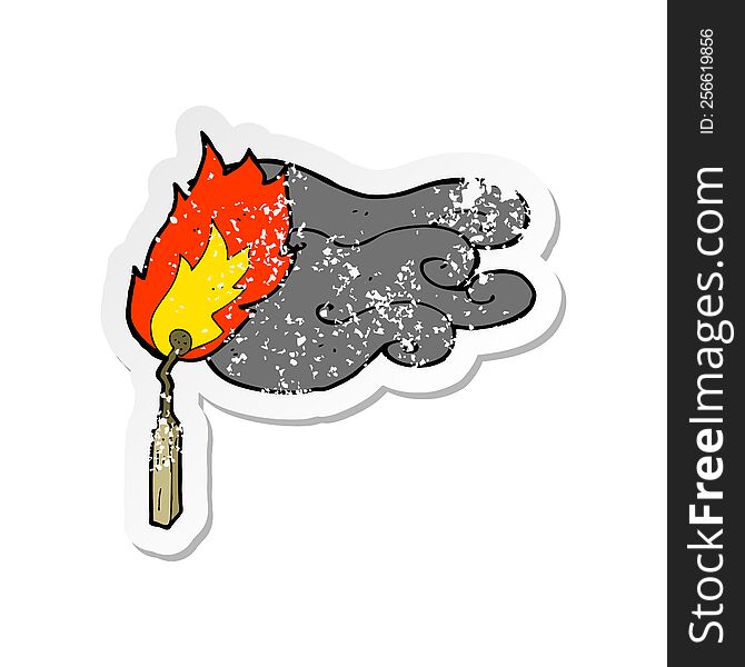 Retro Distressed Sticker Of A Cartoon Flaming Match