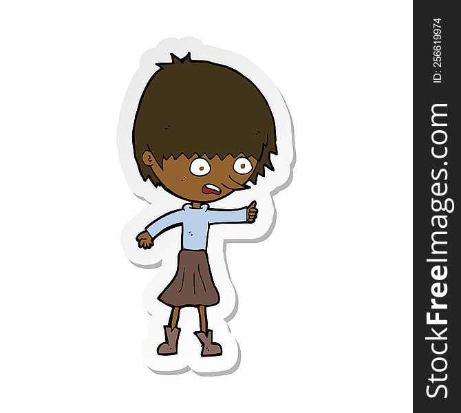 Sticker Of A Cartoon Woman Stressing Out