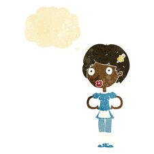 Free Cartoon Woman In French Maid Outfit With Thought Bubble Stock Photo - 256624520