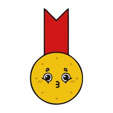 Cute Cartoon Gold Medal Stock Image