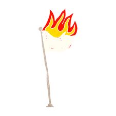 Cartoon Burning Flag On Pole Royalty Free Stock Image